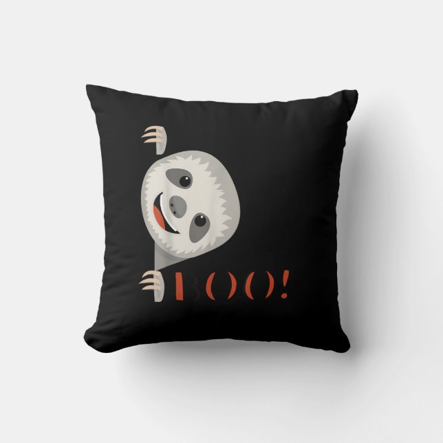 Boo! Funny Hiding Peekaboo Scary Halloween Sloth Cushion (Front)