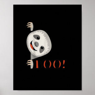 Boo! Funny Hiding Peekaboo Scary Halloween Sloth Poster