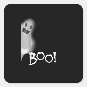 Boo! Funny Hiding Peekaboo Scary Halloween Square Sticker