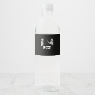 Boo! Funny Hiding Peekaboo Scary Halloween Water Bottle Label