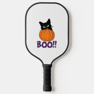 Boo Funny Jolly Cat Peeking Pumpkin Halloween part Pickleball Paddle