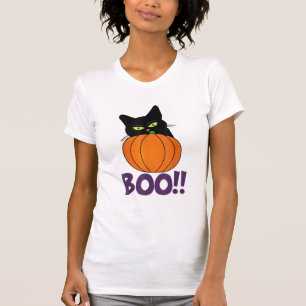 Boo Funny Jolly Cat Peeking Pumpkin Halloween part T-Shirt