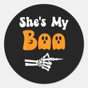 Boo Funny Matching Halloween Couples Boo Classic Round Sticker