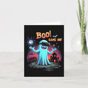 Boo! Game On! Spooky Gamer Ghost With Controller H Card