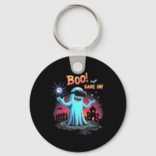 Boo! Game On! Spooky Gamer Ghost With Controller H Key Ring