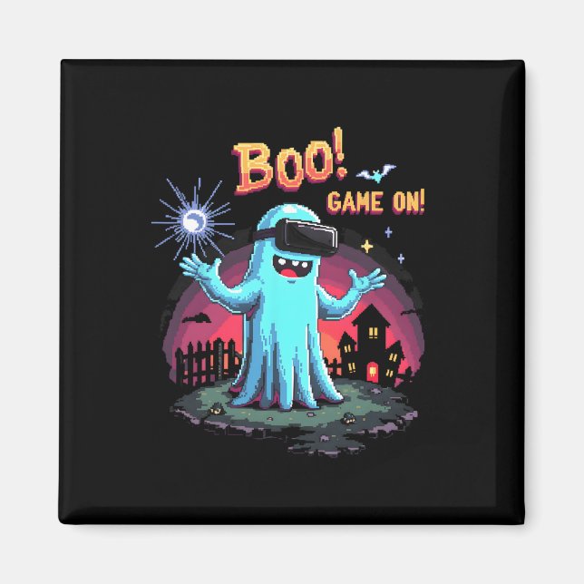 Boo! Game On! Spooky Gamer Ghost With Controller H Magnet (Front)