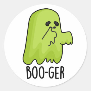 Boo-ger Funny Halloween Booger Ghost Pun  Classic Round Sticker