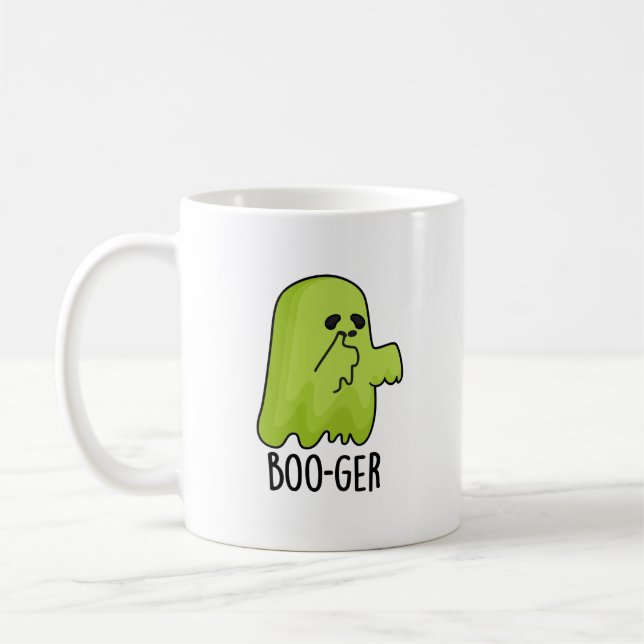 Boo-ger Funny Halloween Booger Ghost Pun  Coffee Mug (Left)