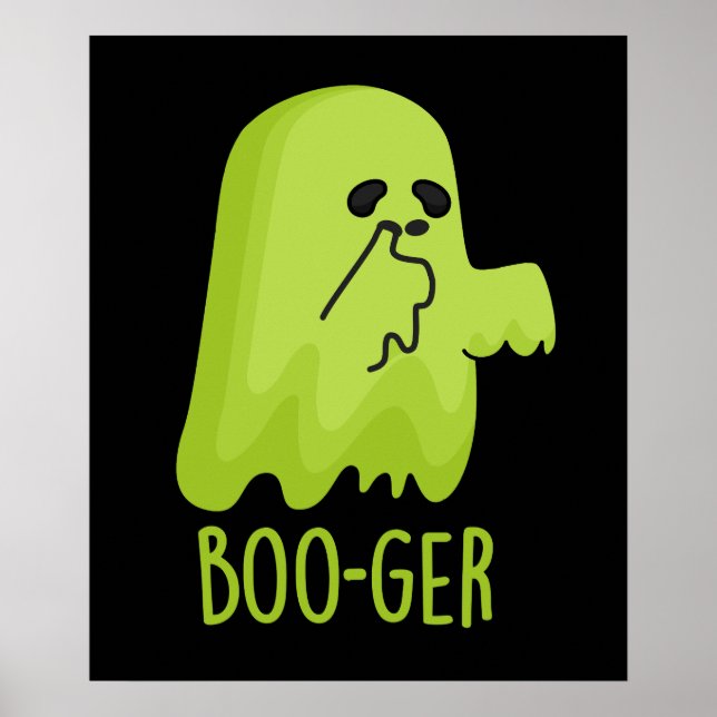 Boo-ger Funny Halloween Booger Ghost Pun Dark BG Poster (Front)