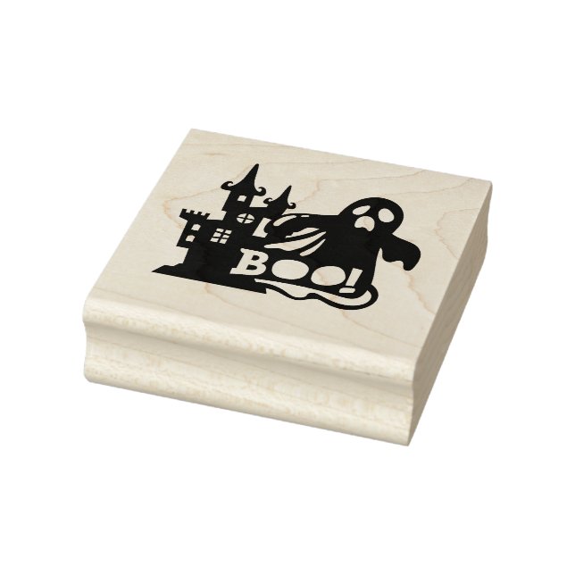 Boo Ghost and Haunted House Rubber Stamp (Stamp)