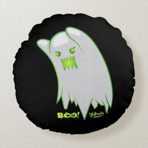 Boo Ghost Bats Spider Creepy Halloween Round Cushion