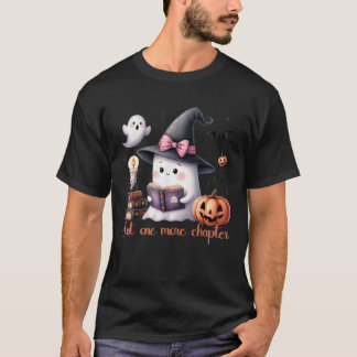 Boo Ghost Books Coquette Bow Halloween Women Schoo T-Shirt