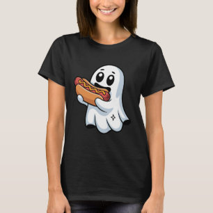 Boo Ghost Eating Hot Dog Costume Halloween Spooky  T-Shirt