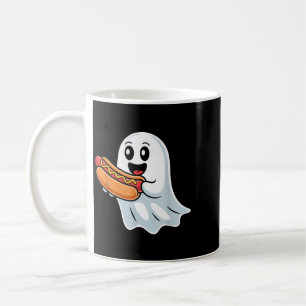Boo Ghost Eating Hot Dog Halloween Spooky Costume Coffee Mug