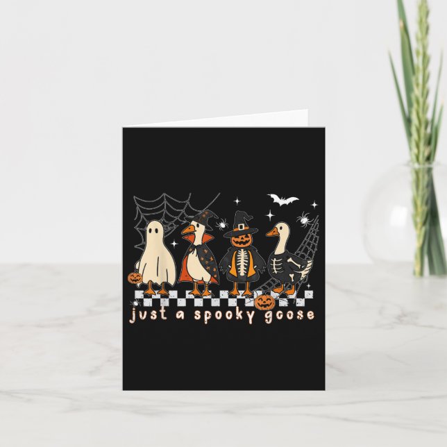 Boo Ghost Goose Halloween Spooky Goose Fall Skelet Card (Front)