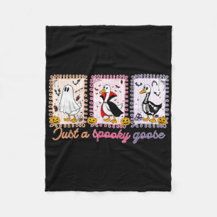 Boo Ghost Goose Halloween Spooky Goose Fall Skelet Fleece Blanket
