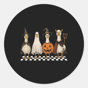 Boo Ghost Goose Vintage Halloween Goose Pumpkin Go Classic Round Sticker