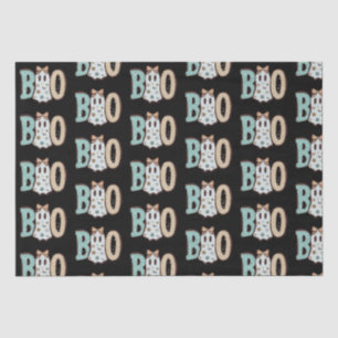Boo Ghost Green Orange Cute Black Halloween Tissue Paper