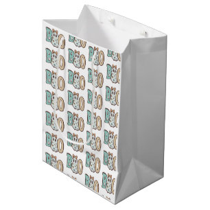 Boo Ghost Green Orange Cute White Halloween Medium Gift Bag