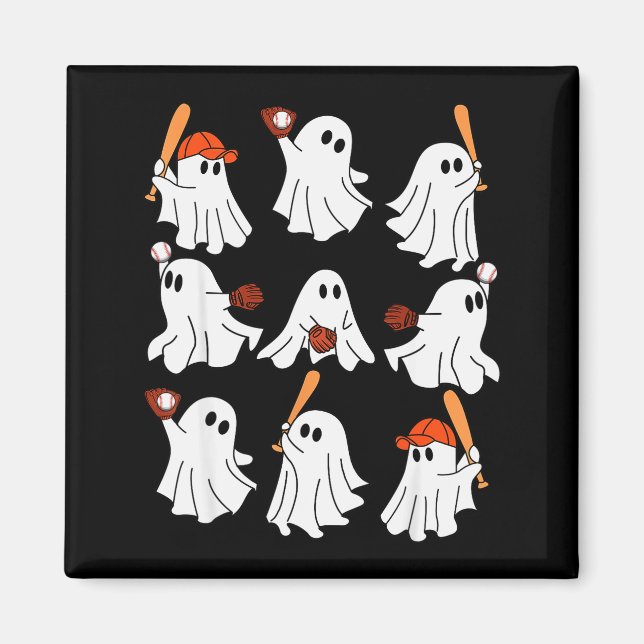 Boo Ghost Halloween Baseball Happy Halloween Baseb Magnet (Front)