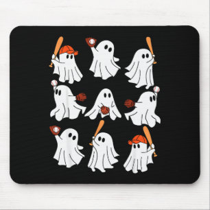 Boo Ghost Halloween Baseball Happy Halloween Baseb Mouse Pad