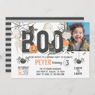 Boo Ghost Halloween Birthday Party Invitation