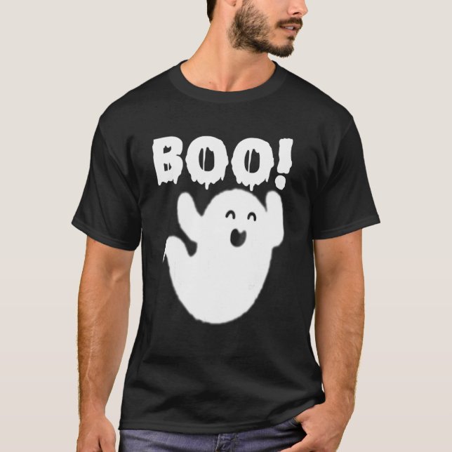 Boo Ghost Halloween Costume Cute Ghost Men Women K T-Shirt (Front)