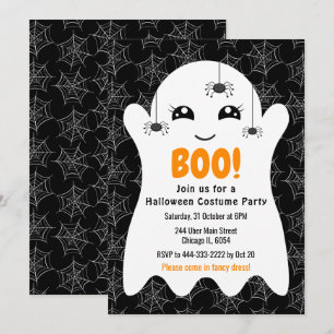Boo Ghost Halloween Costume Party Black Invitation