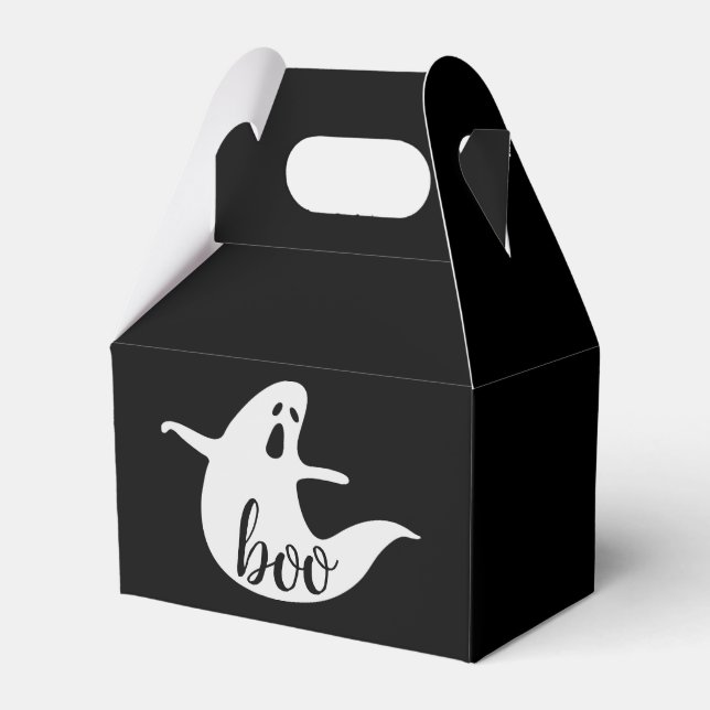 Boo Ghost Halloween Party | Black Cute Kids Treat Favour Box (Front Side)