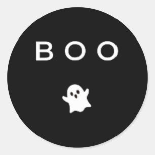 BOO Ghost Halloween Subtle Minimal Fall Fun Trick  Classic Round Sticker