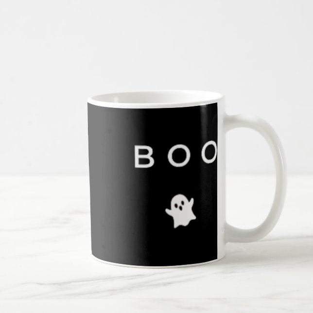 BOO Ghost Halloween Subtle Minimal Fall Fun Trick  Coffee Mug (Right)