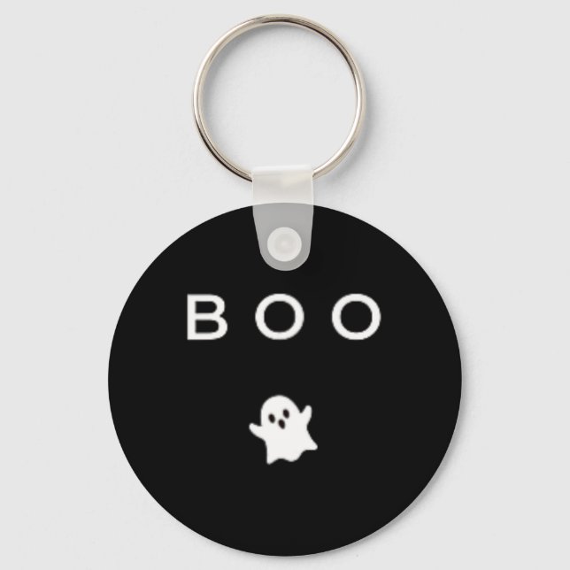 Boo Ghost Halloween Subtle Minimal Fall Fun Trick  Key Ring (Front)