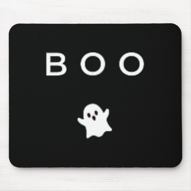 BOO Ghost Halloween Subtle Minimal Fall Fun Trick  Mouse Pad (Front)