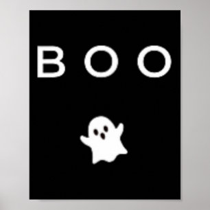 Boo Ghost Halloween Subtle Minimal Fall Fun Trick Poster