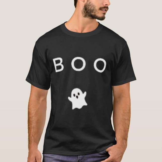 Boo Ghost Halloween Subtle Minimal Fall Fun Trick  T-Shirt (Front)
