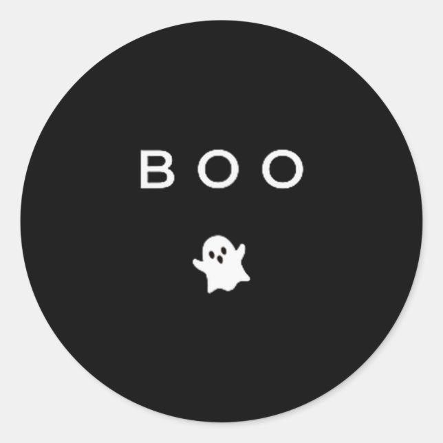 Boo Ghost Halloween Subtle Minimal Fall Funny Tric Classic Round Sticker (Front)