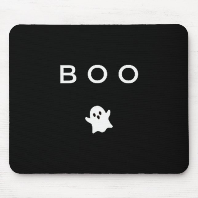 Boo Ghost Halloween Subtle Minimal Fall Funny Tric Mouse Pad (Front)