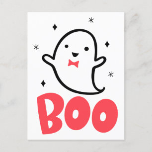 Boo Ghost, hand drawn artwork, Postcard
