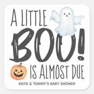 Boo Ghost Jack O'Lantern Halloween Baby Shower Square Sticker
