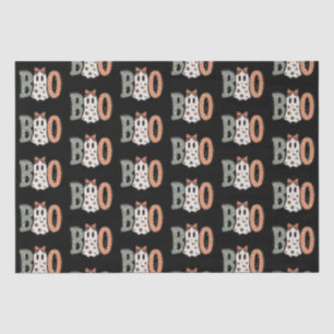 Boo Ghost Orange Green Cute Black Halloween Tissue Paper