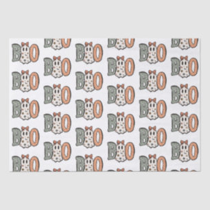Boo Ghost Orange Green Cute White Halloween Tissue Paper
