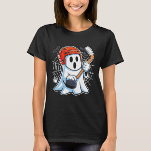 Boo Ghost Playing Hockey Funny Halloween Hockey Co T-Shirt