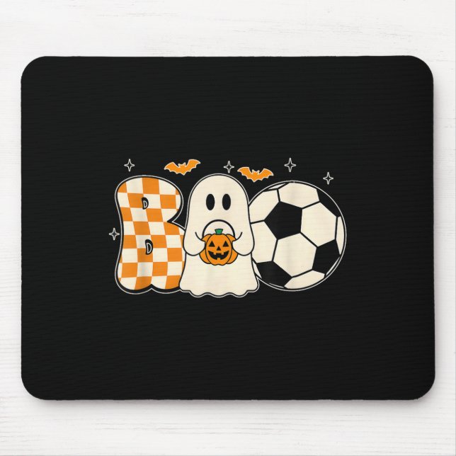 Boo Ghost Playing Soccer Halloween Players Trick O Mouse Pad (Front)