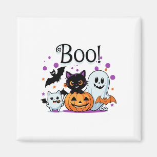 Boo Ghost Pumpkin Cat And Bats Halloween Graphic W Magnet