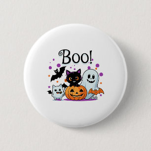 Boo Ghost Pumpkin Cat And Ts Halloween Graphic Wom 6 Cm Round Badge