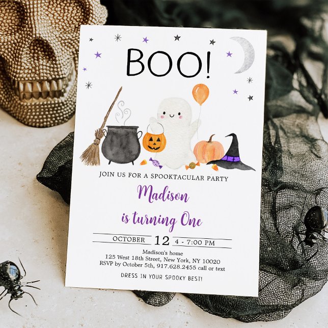 BOO Ghost Pumpkin Halloween Birthday Invitation (Creator Uploaded)