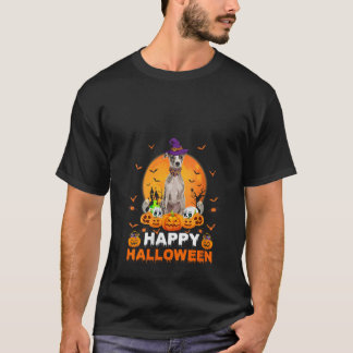 Boo Ghost Scary Pumpkin Moon Witch Whippet Dog Hal T-Shirt