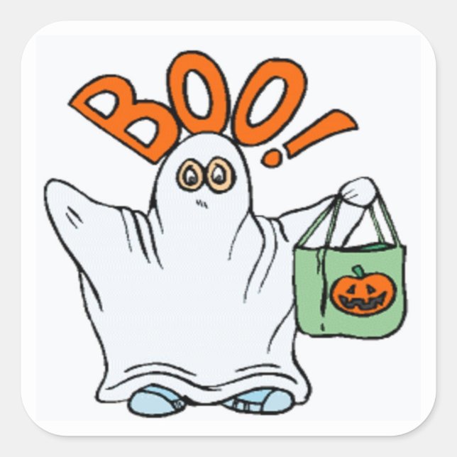 BOO ! GHOST SQUARE STICKER (Front)