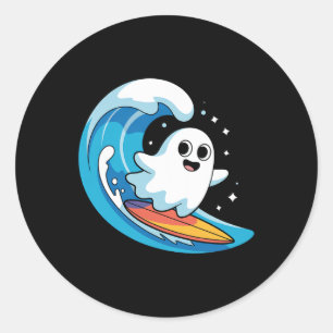 Boo Ghost Surfing Costume Funny Halloween Toddler  Classic Round Sticker