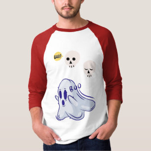 Boo Ghost UK 31 Spooky USA Skull October Halloween T-Shirt